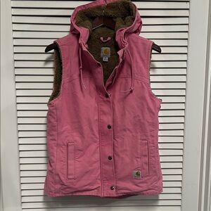 Carhartt Pink Sandstone Berkeley Hooded Vest with Sherpa Lining